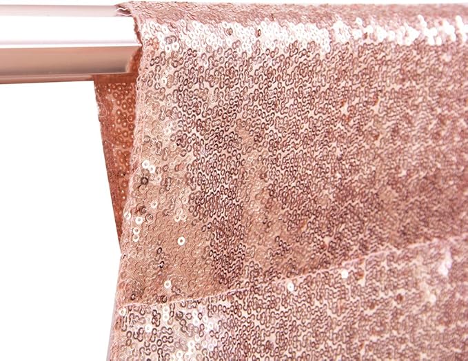 SquarePie Sequin Backdrop Non-Transparent Background Sparkly Curtain for Wedding Party 6FT x 6FT Rose Gold