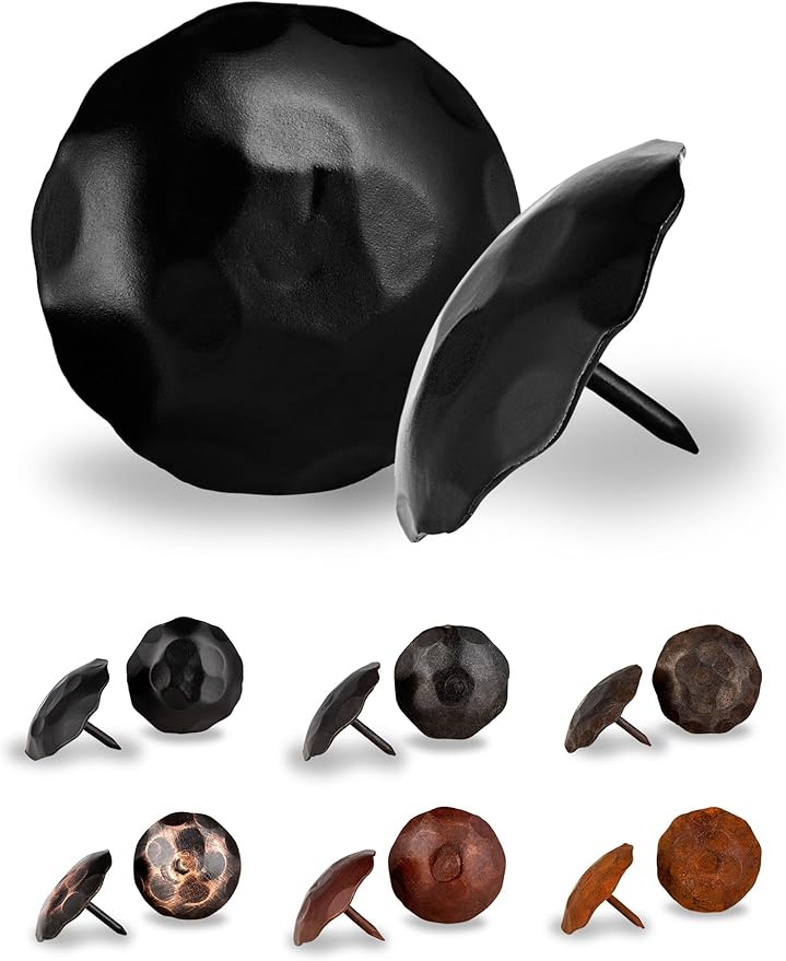 50 Pack 2" Round Head Iron Clavos Decorative Nails – Black – Handmade Rustic Round Fasteners for Farmhouse Shutters, Faux Wood Beams, Barn Doors, Shutters, Gates – Ornamental Wood Accent