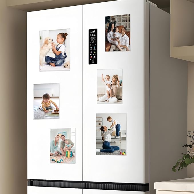 Magnetic Picture Frames for Refrigerator 2x3 Inch,Mini Photo Frames for Fridge,8 Pack Clear Picture Display Frame Home Office School Lock Storage