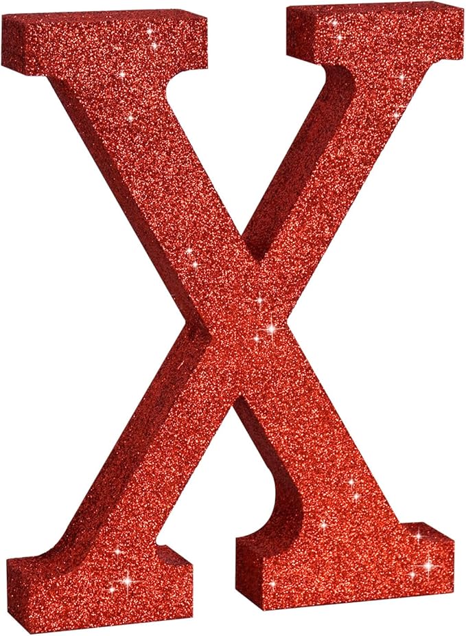 TONIFUL 8 Inch Red Glitter Letter X Table Centerpiece A-Z Red Birthday Party Decorations,Red Alphabet X for Birthday,Chrismas,Graduation,Bridal Shower,Wedding,Anniversary Party Supplies