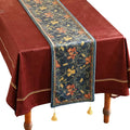 patdrea Designer Casual Wild Floral Velvet Table Runner 102 Inch Long, Dark Blue Occult Bouquets Pattern Table Mat, Decoration for Kitchen Dining Coffee Table Cabinet Banquet Thanksgiving,12"*102"