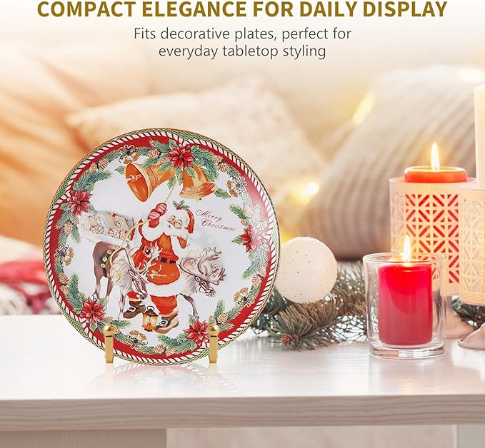 Plate Holder Easel Display Stand - 4.5 inch Metal Plate Stands for Display - Tabletop Picture Stand - Gold Iron Easels for Display Pictures | Photo Frames | Book | Decorative Plates | Plaque -2 Pack
