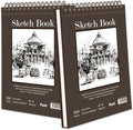 9" x 12" Sketch Book, Top Spiral Bound Sketch Pad, 2 Packs 100 Sheets Each (68lb/100gsm), Acid Free Art Sketchbook Artistic Drawing Painting Writing Paper for Kids Adults Beginners Artists