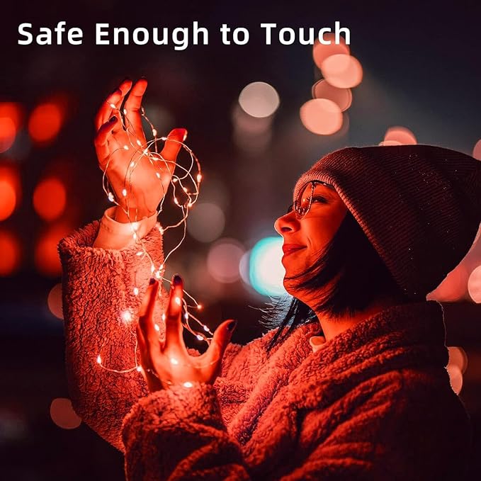 LAMPHOME 6 Pack Fairy Lights Battery Operated String Lights 6.6ft 20 Led Mason Jar Lights Waterproof Silver Wire Light Fireflies DIY Party Wedding Christmas Decoration(6 Pack,RED)