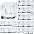 Glass Taper Candles Holders Bulk, Set of 24 Clear Glass Candlestick Holders for Christmas Festival Dinning Table
