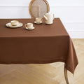 Solino Home Linen Tablecloth 60 x 108 Inch - Classic Hemstitch 100% Pure Linen Brown Table Cloth for Rectangle Tables - Machine Washable Tablecloth for Fall, Autumn, Thanksgiving