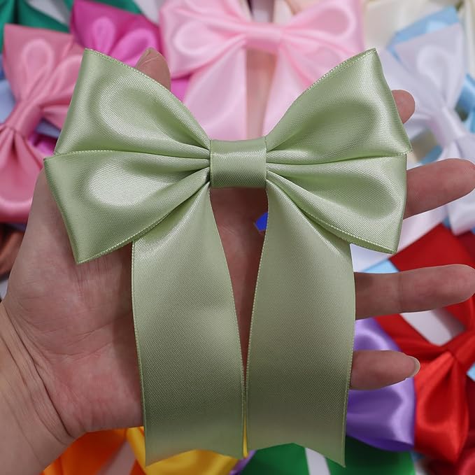 Pale Green Solid Satin Ribbon 1-1/2 Inch 25 Yards Solid Polyester Fabric Ribbon for Gift Wrapping Wedding Christmas Baby Shower Birthday Party Decoration Handmade Immortal Flower Craft