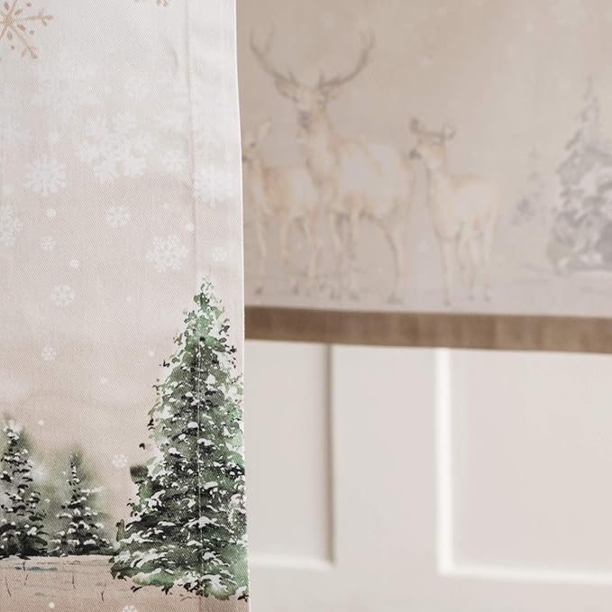Maison d' Hermine Table Runner 100% Cotton Single Layer Table Runners 36 inches Long for Thanksgiving Christmas Decorations Home Kitchen Dining Party Wedding (Deer in The Woods, 14.5" x 36")
