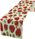 Strawberry Table Runner Spring Summer Fruit Wild Berry Forest Garden Dinner Runner for Girl Baby Shower Party Holiday Home Kitchen Dining Table Decor 13x60