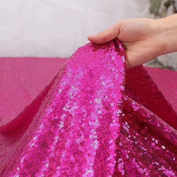 JYFLZQ Hot Pink Sequin Backdrop Curtain 6x8ft(WxH) 1 Panel Fuchsia Glitter Photo Booth Photography Backdrop Background Shimmer Wall Backdrop Party Decorations