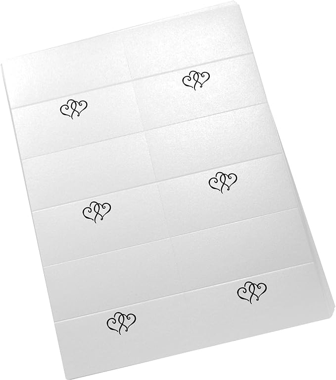 Linked Hearts Printable Place Cards, Black (Choose Color), Set of 150 (25 Sheets), Laser & Inkjet Printers - Wedding, Party, Dinner, and Special Events - Made in the USA