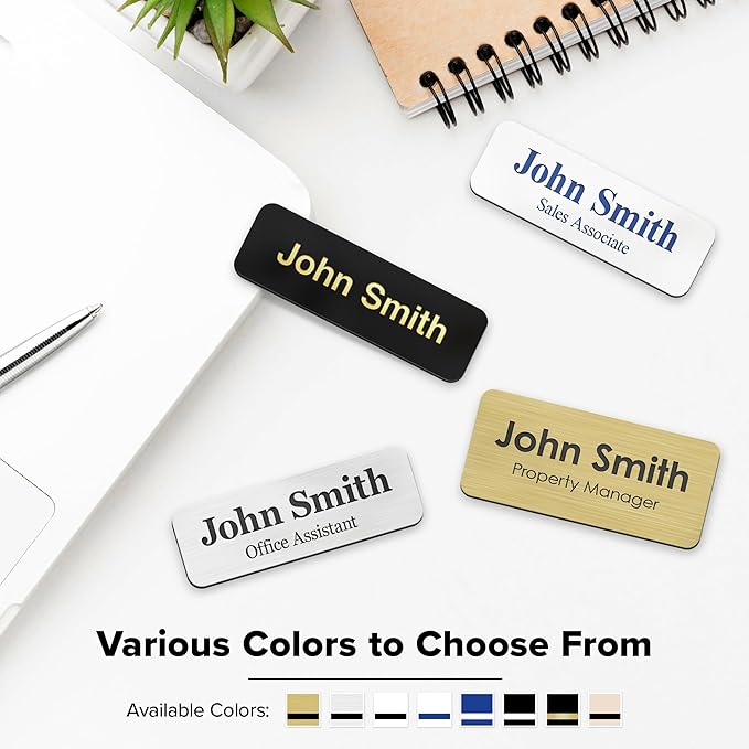 Name Tag, Magnetic Name Tags, Personalized Name Tags, 1" x 3", Durable Engravable Impact Acrylic Material, Made in The USA by My Sign Center (Classic Rectangle)