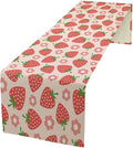 Strawberry Table Runner Spring Summer Fruit Pink Berry Forest Garden Dinner Runner for Girl Baby Shower Party Holiday Home Kitchen Dining Table Decor 13x90
