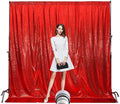 Poise3EHome 6Ft x 8Ft Red Sequin Backdrop, Glitter Thick Satin Sequin Background Drapes, Sequence Xmas Thanksgiving Backdrop for Wedding Party Holiday Festival Decor