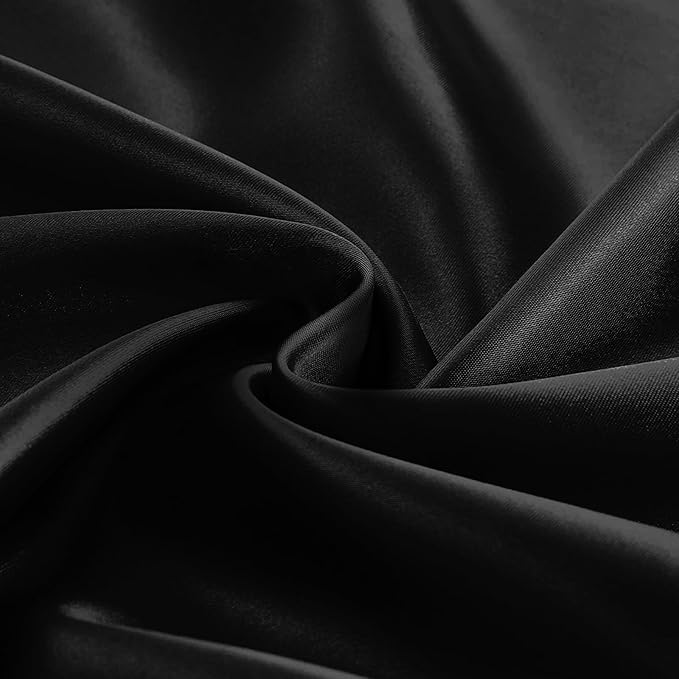 KKJIAF 1 Pack 60 Inch / 5ft Round Table Cloth, Black Overlay Round Satin Table Cover, Silky Satin Dining Tablecloths for Wedding Buffet Parties Banquet Decoration