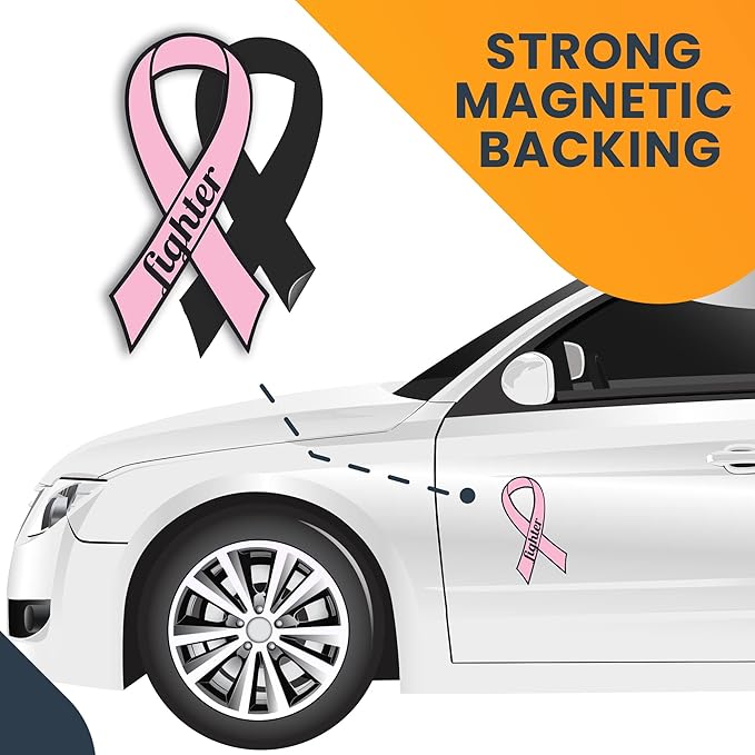 Magnet Me Up: Support Breast Cancer Fighter Pink Ribbon Magnet Decal - 3.5x7 Inches, Heavy-Duty Automotive Magnet for Car, Truck, SUV - Show Your Support and Encouragement with This Magnet