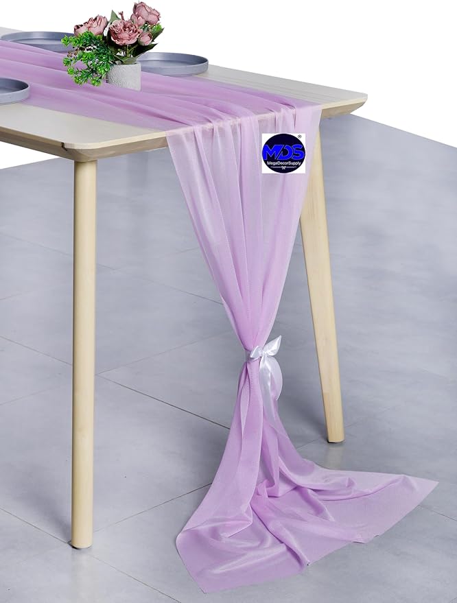 MDS Halloween Chiffon Table Runner - 1 Pack, 29 x 170 Inches, 14ft Each - Sheer Spooky Table Runners for Haunted House Parties, Trick-or-Treat Tables, Witchy Décor, Wedding & Events - Orchid