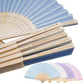 Personalized Engraved Light Blue Fans Folding Hand Fans 80 Pcs, Summer Wedding Fans, Custom Imitated Silk-Bamboo Fans for Guests Wedding Party Favor Bridal Shower Gifts Party Decoration