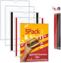 Magnetic Sign Holder 8.5 x 11 - Rigid Plastic Wall Sign Holder Reusable Adhesive Frames, Magnetic Frame for Refrigerator Door Window, Clear Rigid Print Protectors for Paper Picture, 5 Pack