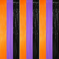 GOER 3.2 ft x 8.2 ft Metallic Tinsel Foil Fringe Party Backdrop for Halloween Birthday Graduation New Year's Party Decorations(3 Packs,Black&Orange&Purple)