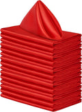 Aneco 16 Pack Square Satin Napkin Bright Silk Table Napkin Soft Smooth Fabric Table Napkin for Wedding Banquet Party Decoration, Red, 17 x 17 Inch