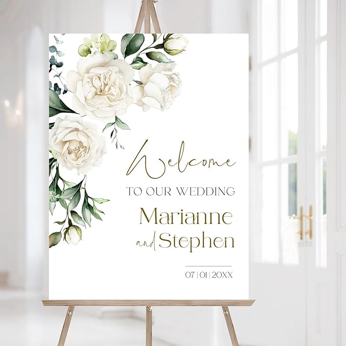 Personalized Wedding Welcome Sign, Flowers Wedding Welcome Sign, Wedding Welcome Sign, Custom Wedding Sign, Welcome To Our Wedding Sign, Flowers Wedding Board, Wedding Decorations Signs # 15