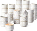 LE TAUCI Tealight Candle Holder, Embossed Ceramic Votive Candle Holders Bulk for Thanksgiving,Christmas, Wedding Table Centerpiece Decor, Set of 36, Arctic White