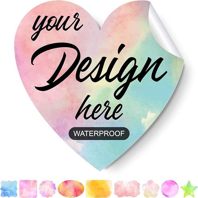 Custom Stickers Personalized Labels - Customized Stickers with Any Design Image Logo Text,Custom Stickers for Business Logo,Custom Thank You Label Stickers,100 Labels (Heart,5.5"x5.5")
