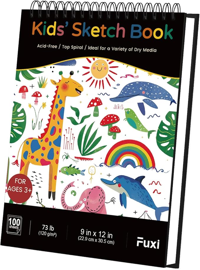 Sketch Book for Kids, 9" x 12" Kid Sketchbook, 100 Sheets (73lb/120gsm) Drawing Paper for Kids, Spiral Sketch Pad for Kid, Art Supplies for Classroom Must Haves.
