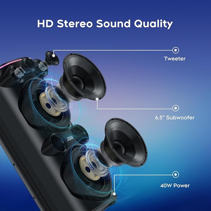 25.9''Karaoke Machine with 2 Wireless Microphones, 5.3 Speakers Bluetooth Speaker for Adults New Party Portable PA System Outdoor Bluetooth with 8” Woofer Wireless with Party Light(Recordable)