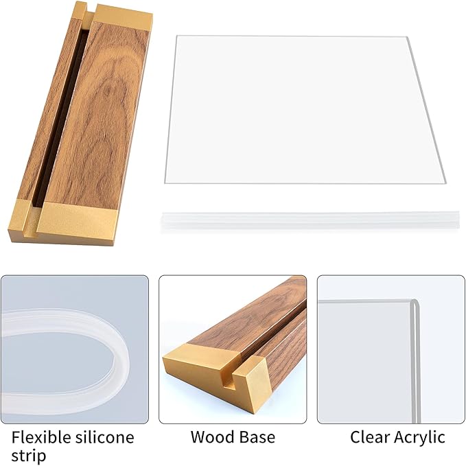 Acrylic Sign Holder 8.5x11 Inch with Wood-Color Base, Tabletop Display Sign Frame Horizontal Clear for Store/Coffee Shop/Restaurant Menu Display Hotel/Office Show Exhibitions Holder, 2 Pack L Shape
