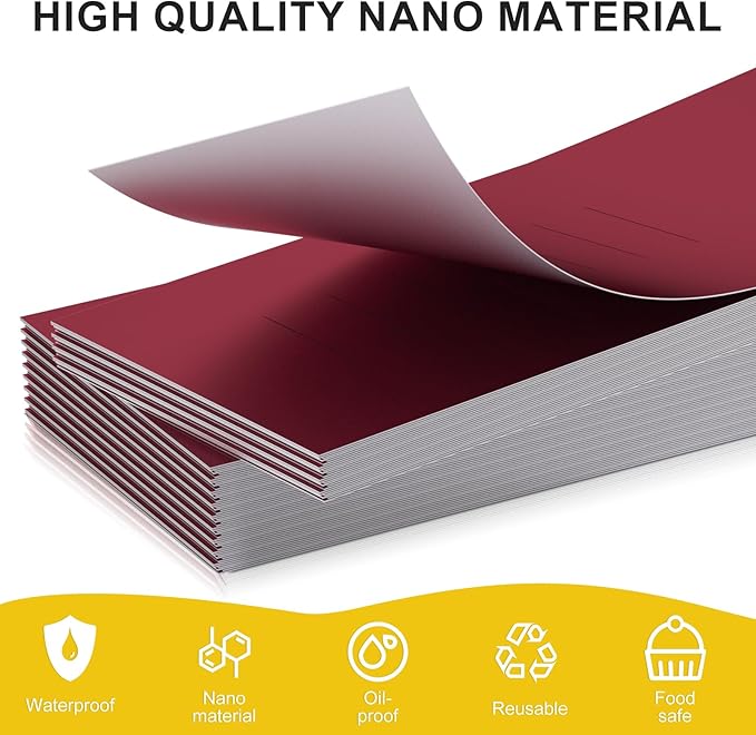 Polymer Material Reusable Napkin Band, Glue-Free Tear-Proof Water Resistant Oil-Proof Napkin Bands Set of 100(Front Burgundy Color and Back White), 6 Adjustable Sizes Napkin Rings