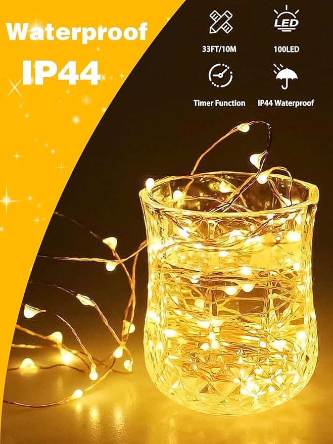 4 Pack Each 33FT 100LED Fairy Lights Battery Operated with Remote, Waterproof Twinkle Lights with Timer, Cuttable String Light Indoor & Outdoor for Bedroom Classroom Wedding DIY Christmas (Warm White)