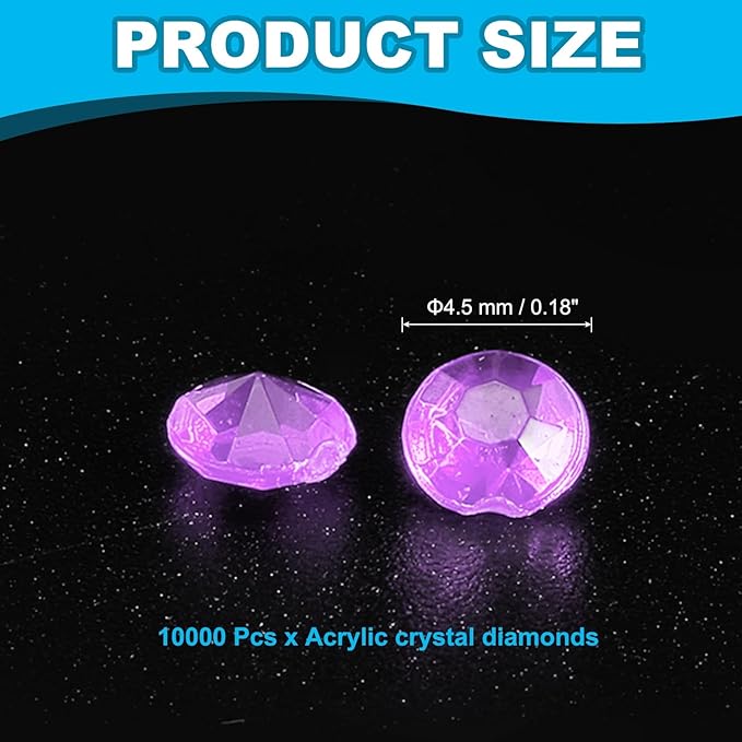 PATIKIL 10000 Pcs Wedding Table Scatter Confetti Crystals 4.5mm Acrylic Diamonds Vase Fillers Gems for Table Centerpiece Decorations Party Vase Beads, Light Purple