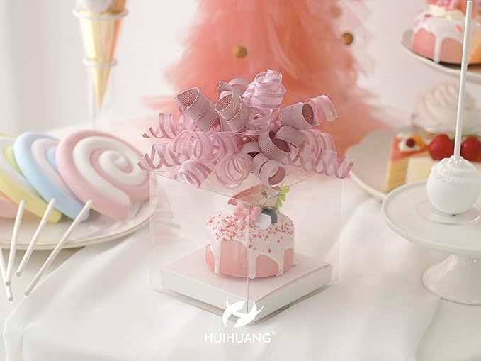HUIHUANG Self-Adhesive Curly Bows Gift Wrap Accessory Dusty Rose Gift Bow 5 inch x 8 Counts Dusty Pink Ribbon Bows for Presents, Paper Bag, Party Favors, Bridal Shower Wedding Decoration