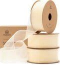 Vitalizart Ivory Cream Ribbon Organza Sheer Ribbon 1 inch x 30Yd Handmade Fabric Ribbons for Gift Wrapping Christmas Tree Crafts Bows Wedding Invitations Wreaths Wrap