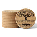 Personalized Cork Coasters - Custom Engraved Wedding Favor,Natural Round Drink Coasters, Bulk Guest Gifts, Bridal Shower,Party,Reception and Anniversary Gift Decor - Set of 25-300pcs