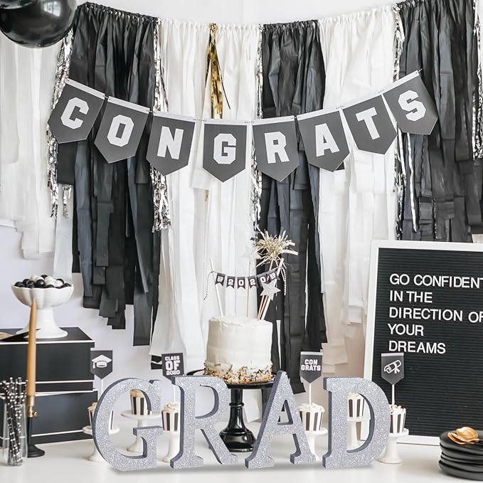 TONIFUL 8 Inch Silver Glitter Letter R Table Centerpiece A-Z Silver Birthday Party Decorations,Silver Alphabet R for Birthday,Chrismas,Graduation,Bridal Shower,Wedding,Anniversary Party Supplies