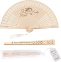 10 PCS Custom Fans Personalized Folding Fans for Line Dancing Wooden Hand Fan Wedding Favors Bulk Fans for Guests Party Event Use (Style01)