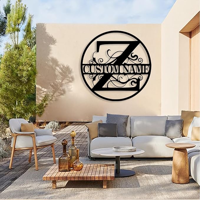 Custom Metal Name Sign, Personalized Family Last Name Signs for Home, Split Letter Monogram Wall Art Decor, Customized Metal Signs for Outdoor, Personalized Wedding Housewarming Gift