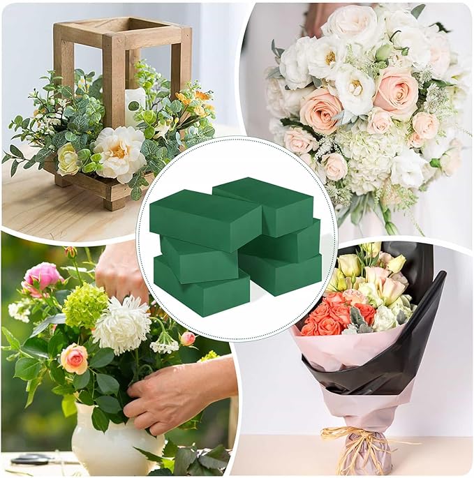 6 Pcs Floral Foam Blocks for Flower Arrangement, Wet and Dry Green Floral Foam for Wedding, Birthdays, Home Decorations (Small Size 5.5” L x 3.1” W x 1.7” H)