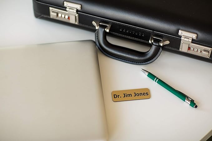 Custom Engraved Name Tag Badges – Personalized Identification with Pin or Magnetic Backing, 1 Inch x 3 Inches, Blue/White