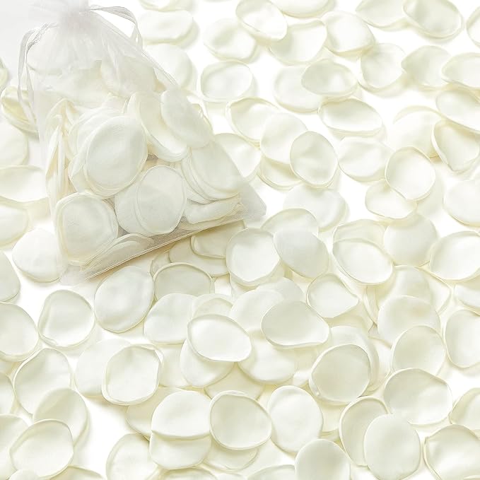 Serwalin 300pcs Silk Rose Petals Flower Petals for Weddings Ivory White Petals Fake Rose Petals Artificial Flower Petals for Wedding Proposal Flower Girl Basket Aisle Runner Bridal Shower