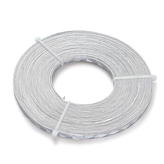 Fashewelry 32.8 Feet 5mm Aluminum Flat Artistic Wire Silver Bendable Metal Craft Wire for Beading for Bezel Sculpting Armature Jewelry Making Gem Metal Wrap