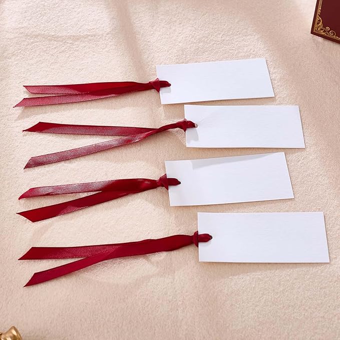 60pcs Name Cards for Table Setting, Place Cards, Wedding Place Cards.Wedding Name Tags.Present Tags with String Attached.and Reserved Signs for Wedding Seating.(Red)