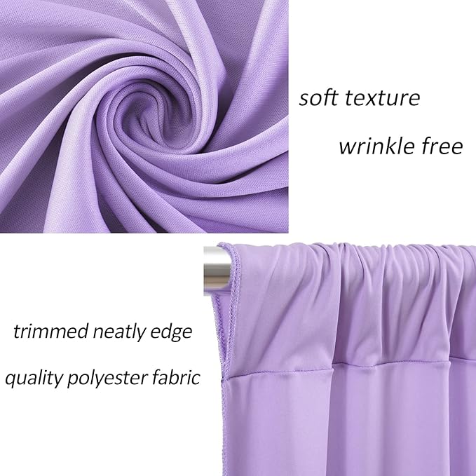 AK TRADING CO. 10 feet x 8 feet IFR Polyester Backdrop Drapes Curtains Panels with Rod Pockets - Wedding Ceremony Party Home Window Decorations - Lavender