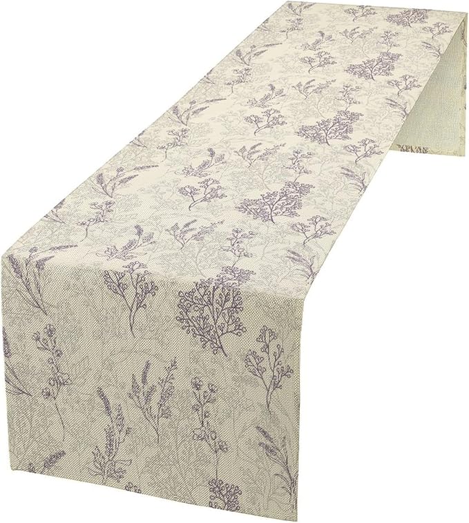 Purple Lavender Table Runner Vintage Watercolor Modern Kitchen Restaurant Decoration Suitable for Indoor and Outdoor Wedding Party Banquet Table Runner 13x36 Inch