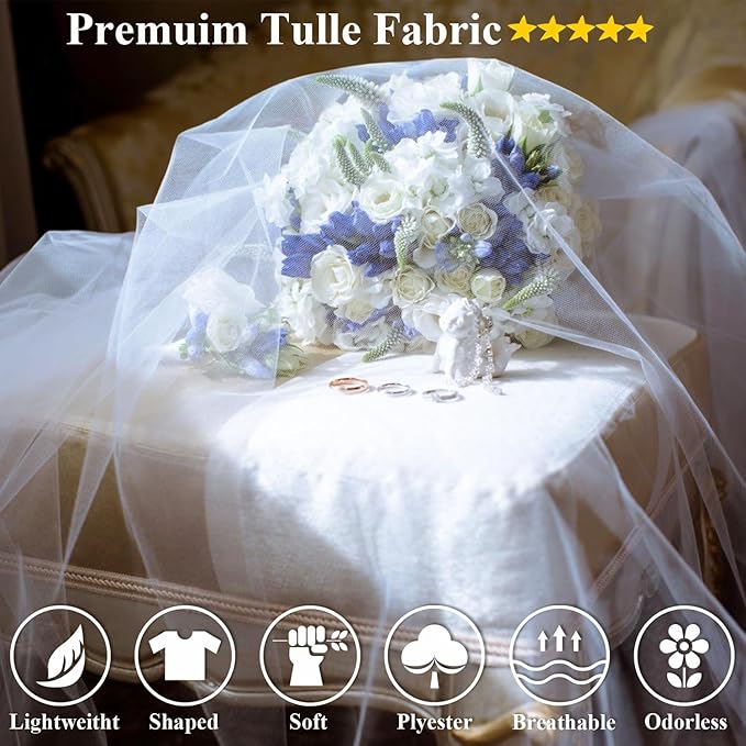 54" by 20 Yards Ivory Tulle Fabric Rolls - Tutu Spool Bolt for DIY Wedding Decoration, Baby Shower Tutu Skirt, Gift Wrapping - Large Matte Tulle, Roll Packaging