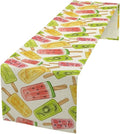 Ce Cream Table Runner, Cold Fruity Popsicles Summer Sweet Seasonal Dinner Runner for Party Holiday Home Kitchen Dining Table Decor 13"x108"