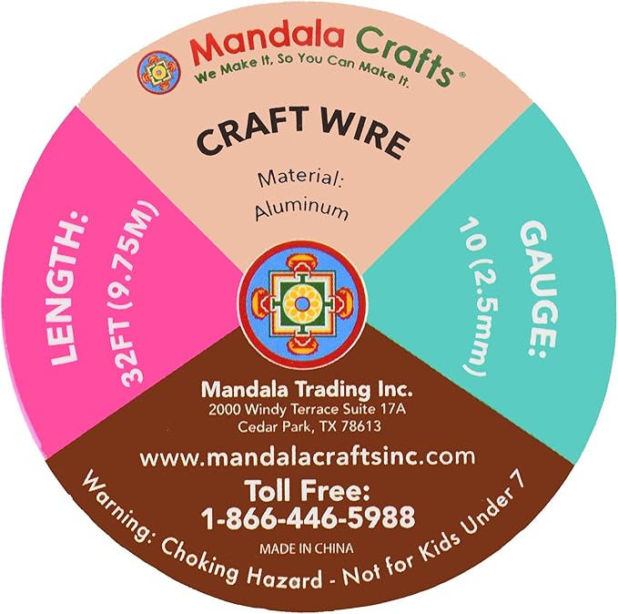 Mandala Crafts 10 Gauge Anodized Aluminum Craft Wire for Jewelry Making - 32 FT Colored Flexible Burnt Orange Wire - Bendable for Bonsai Armature Crafting Sculpting